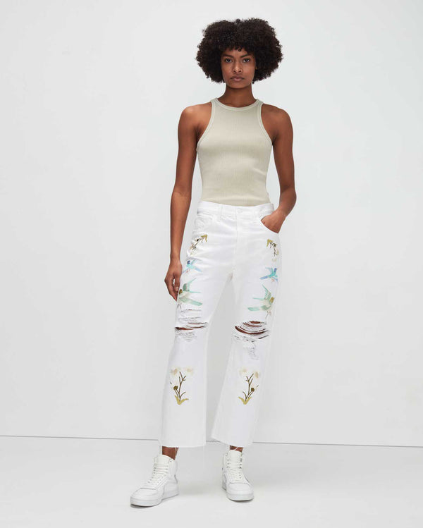7 For All Mankind Easy Straight With Embroidery Jeans