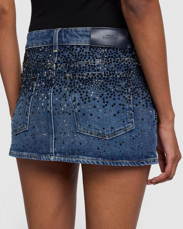 7 For All Mankind Elena Crystal Denim Mini Skirt Skirts