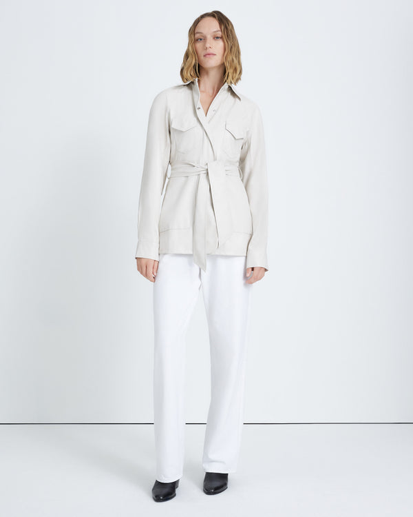 7 For All Mankind Faux Leather Belted Safari Jacket Jackets