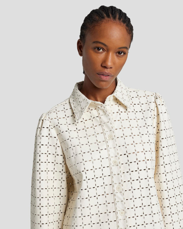 7 For All Mankind Faux Leather Eyelet Classic Shirt Tops