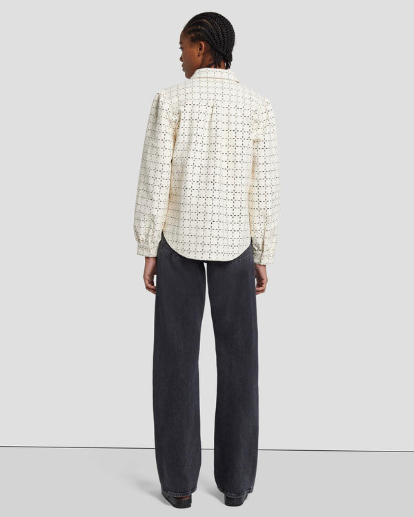 7 For All Mankind Faux Leather Eyelet Classic Shirt Tops