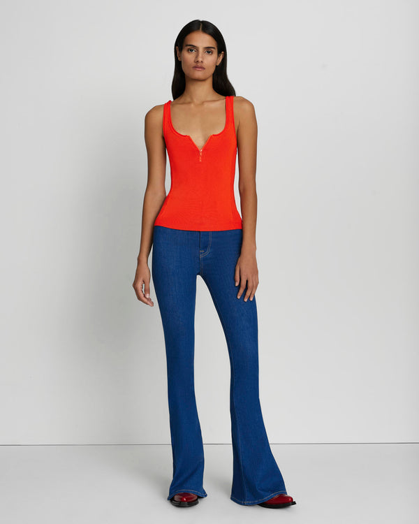 7 For All Mankind High Shine Quarter Zip Ribbed Tank Tops