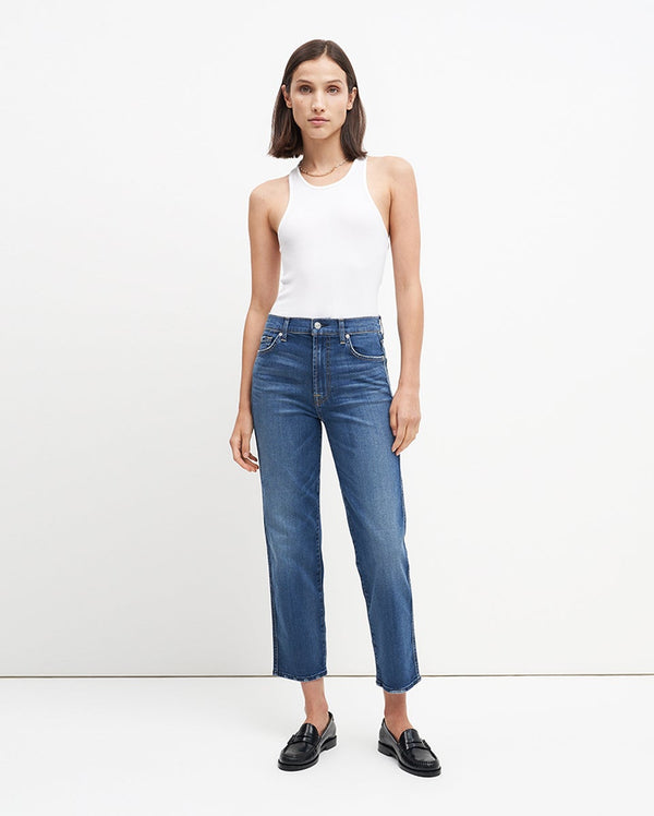 7 For All Mankind High Waist Cropped Straight Jeans