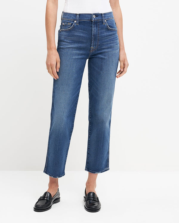 7 for all mankind High Waist Cropped Straight Jeans