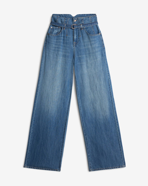 7 for all mankind Indigo Linen Belted Wide Leg Jeans
