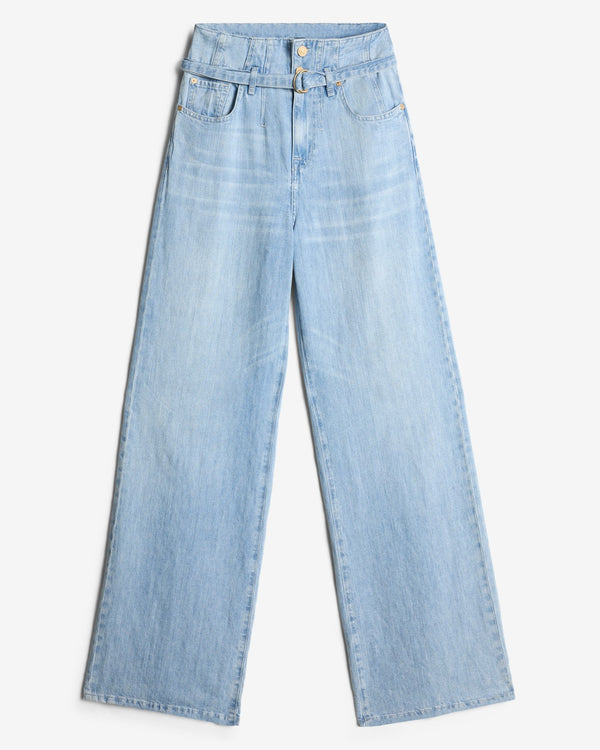 7 for all mankind Indigo Linen Belted Wide Leg Jeans