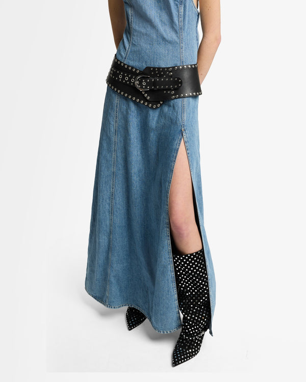 7 For All Mankind Indigo Linen Sleeveless Maxi Dress Dresses