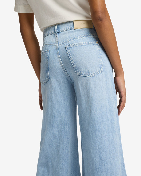 7 For All Mankind Indigo Linen Willow Palazzo Wide Leg Jeans