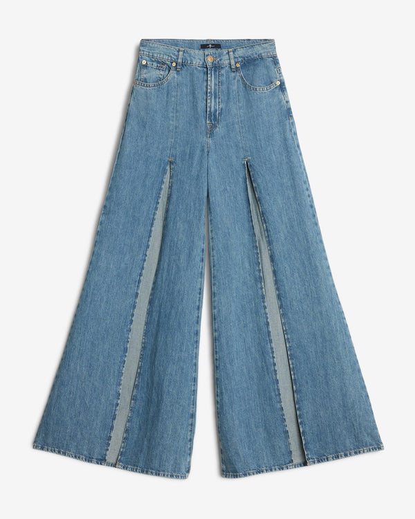 7 for all mankind Indigo Linen Willow Palazzo Wide Leg Jeans