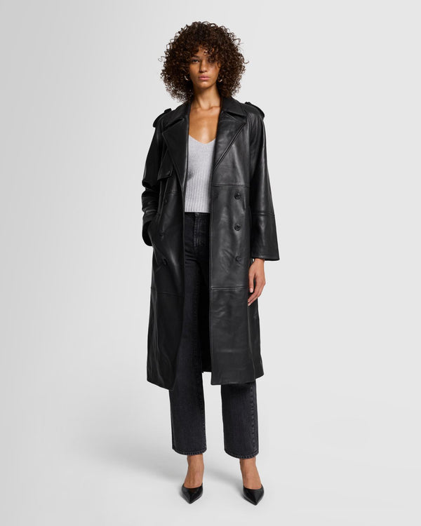7 For All Mankind Italian Leather Trench Coat Jackets