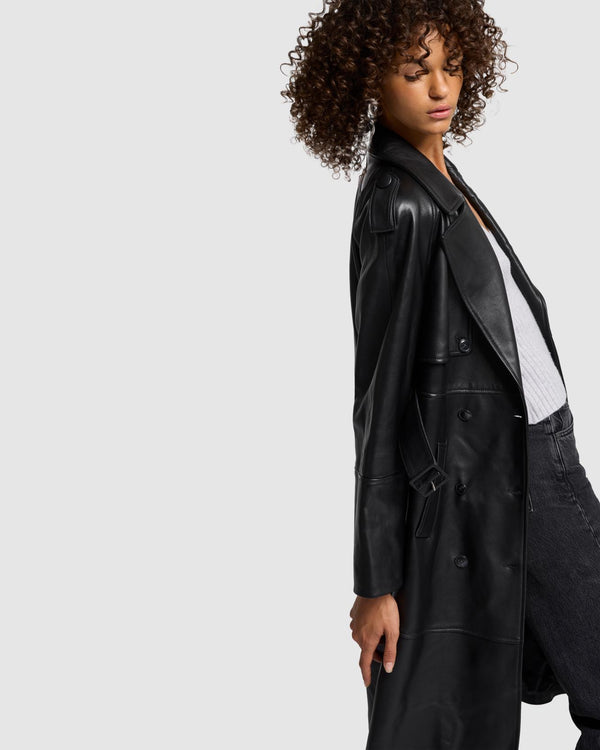 7 For All Mankind Italian Leather Trench Coat Jackets