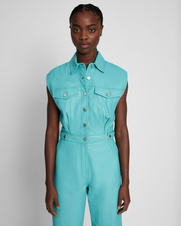 7 For All Mankind Leather Sleeveless Balloon Jumpsuit Jumpsuits