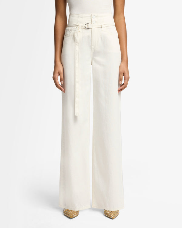 7 For All Mankind Linen Blend Belted Wide Leg Pants