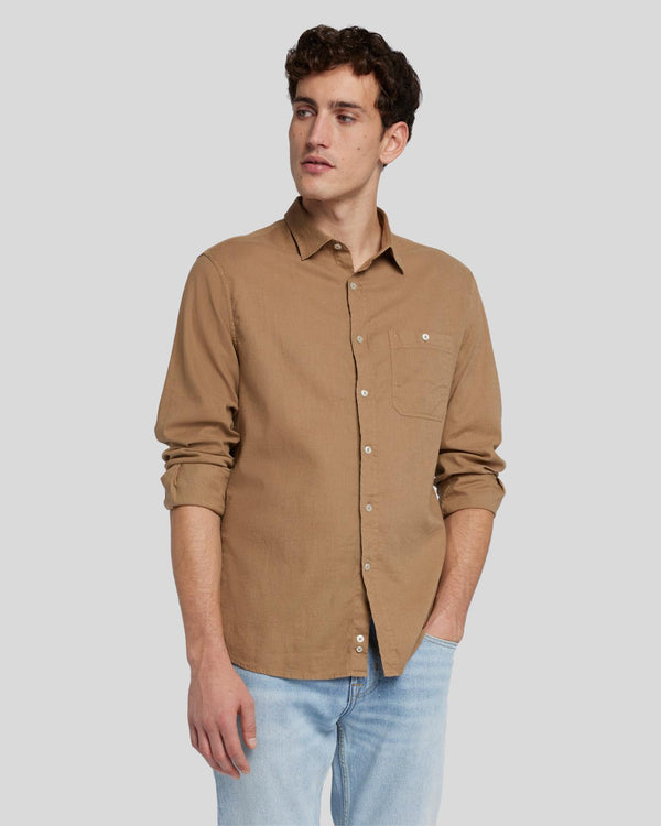 7 For All Mankind Linen Blend Button Up Shirt Shirts