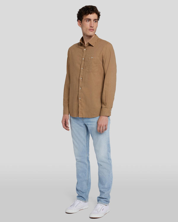 7 For All Mankind Linen Blend Button Up Shirt Shirts