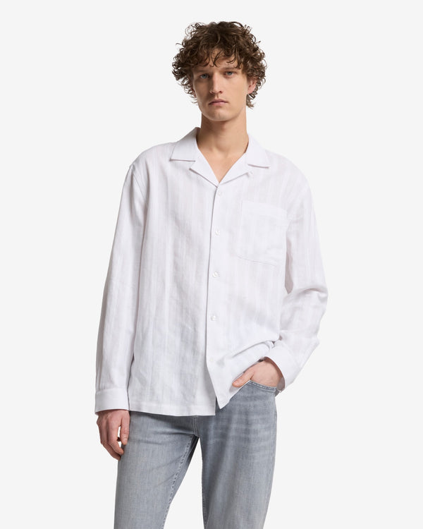 7 For All Mankind Linen Blend Long Sleeve Camp Shirt Shirts