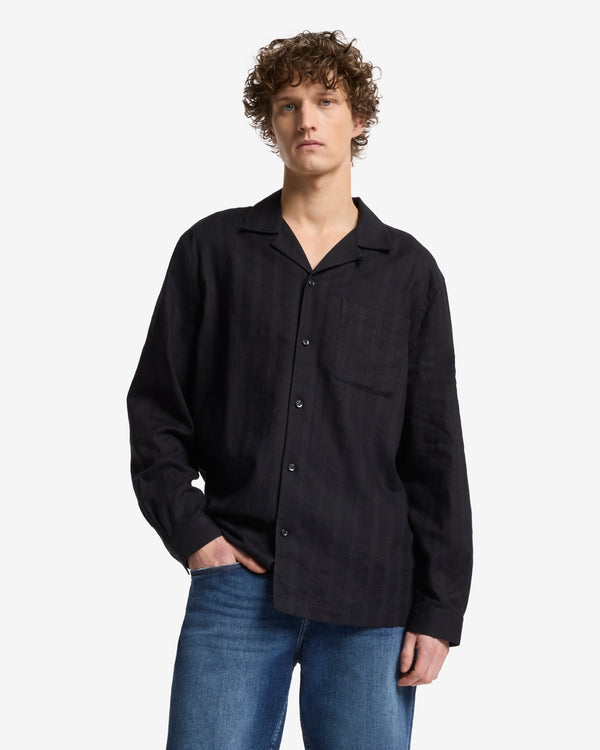 7 For All Mankind Linen Blend Long Sleeve Camp Shirt Shirts