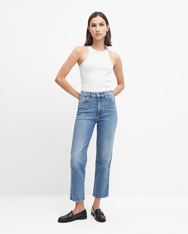 7 For All Mankind Luxe Vintage High Waist Cropped Straight Jeans