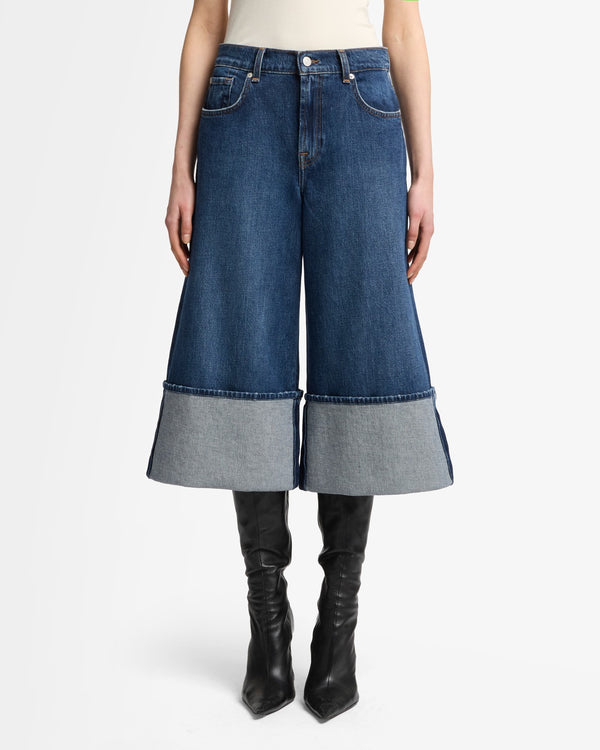 7 For All Mankind MANKIND Cuffed Denim Culotte Jeans