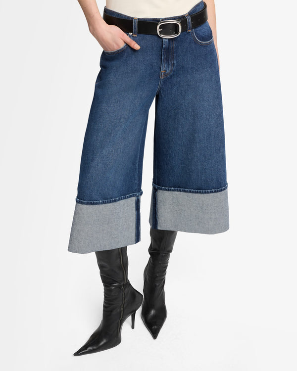7 For All Mankind MANKIND Cuffed Denim Culotte Jeans