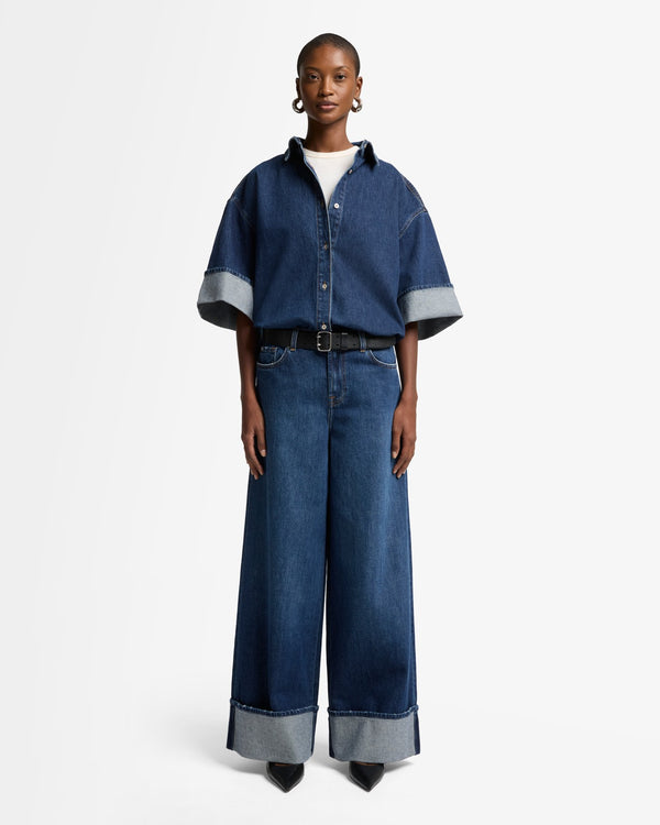 7 For All Mankind MANKIND Marie Cuffed Wide Leg Jeans