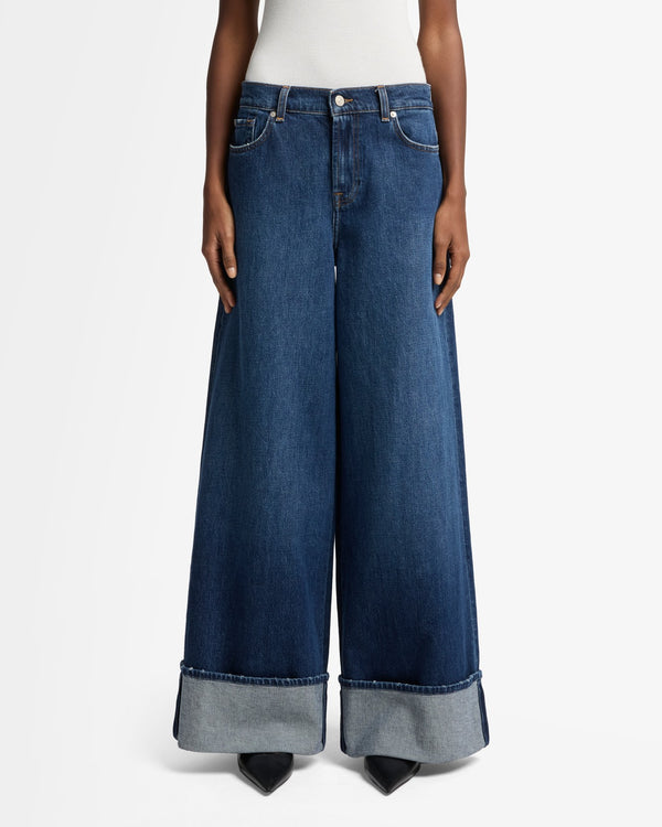 7 For All Mankind MANKIND Marie Cuffed Wide Leg Jeans