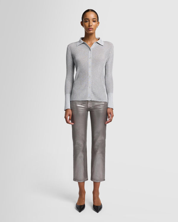 7 For All Mankind Metallic Long Sleeve Cardigan Sweaters