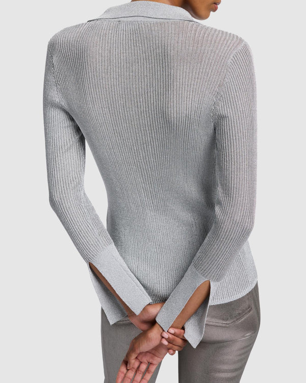 7 For All Mankind Metallic Long Sleeve Cardigan Sweaters