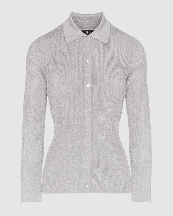 7 for all mankind Metallic Long Sleeve Cardigan Sweaters