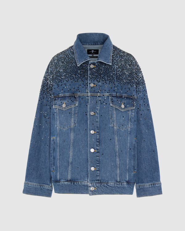 7 for all mankind Oli Crystal Oversized Trucker Jacket Denim Jackets