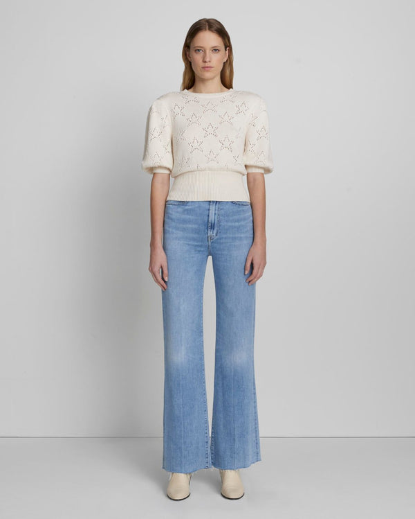 7 For All Mankind Puff Sleeve Pointelle Sweater Tops