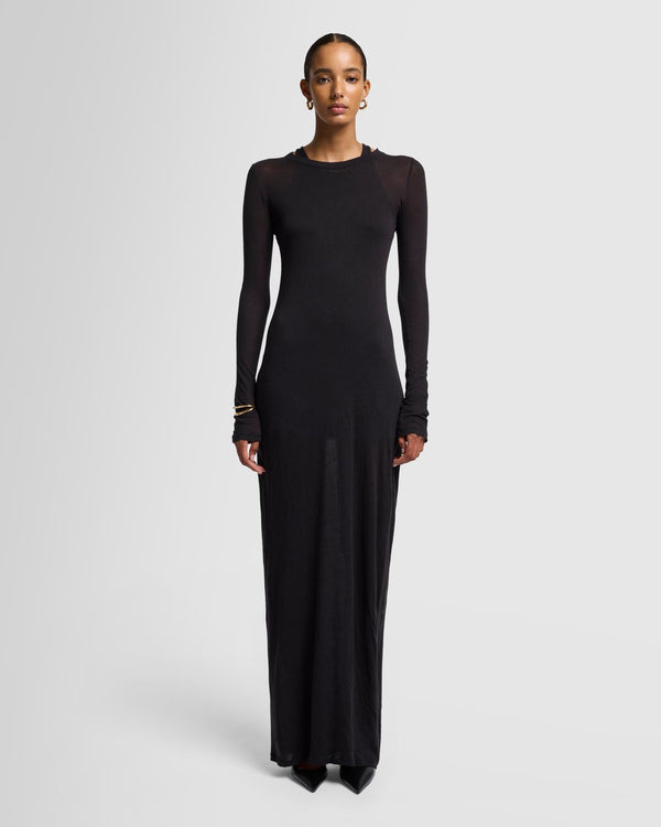7 For All Mankind Sheer Long Sleeve Maxi Dress Dresses