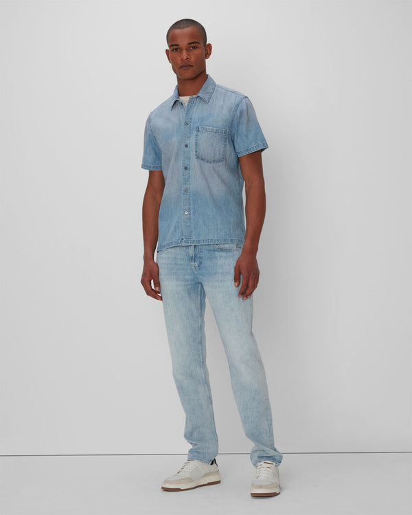 7 For All Mankind Short Sleeve Camp Collar Denim Shirt Shirts
