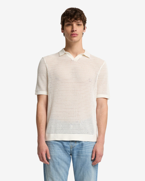 7 For All Mankind Short Sleeve Crochet Polo Sweaters