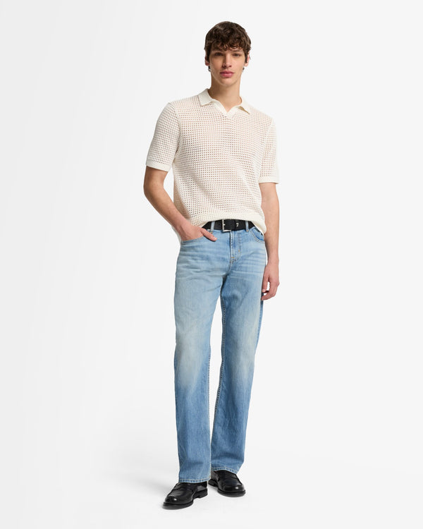 7 For All Mankind Short Sleeve Crochet Polo Sweaters