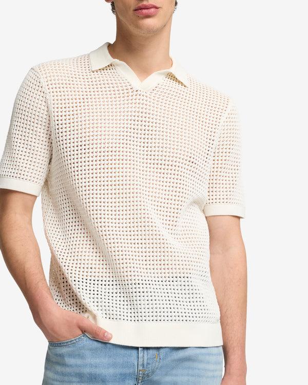 7 For All Mankind Short Sleeve Crochet Polo Sweaters