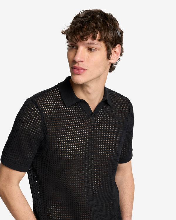 7 For All Mankind Short Sleeve Crochet Polo Sweaters