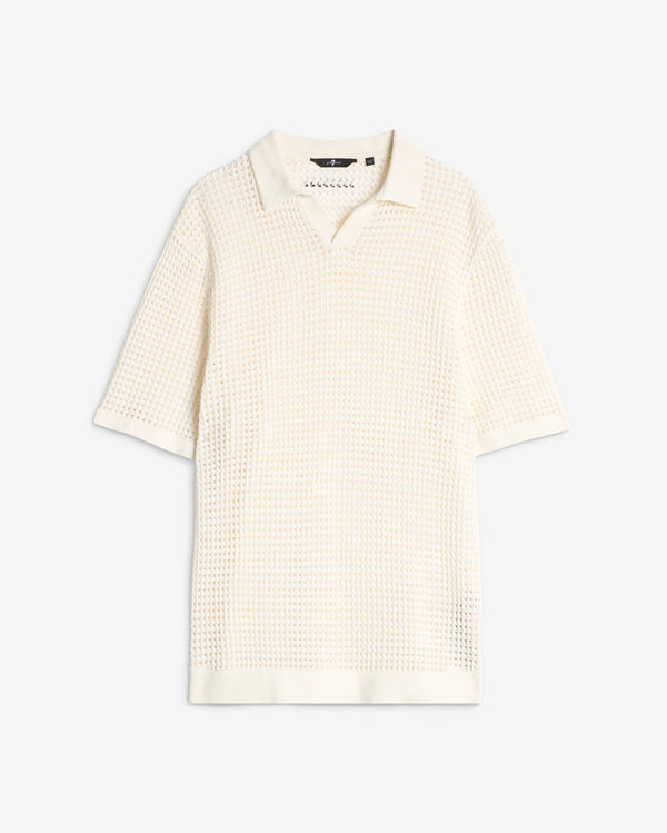 7 for all mankind Short Sleeve Crochet Polo Sweaters