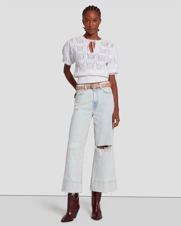 7 For All Mankind Short Sleeve Crochet Sweater Sweaters