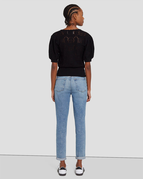 7 For All Mankind Short Sleeve Crochet Sweater Sweaters