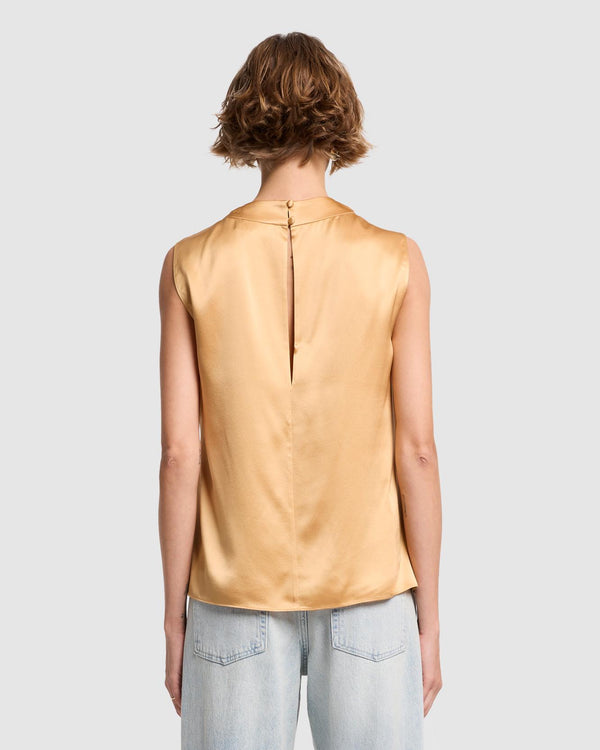 7 For All Mankind Silk High Neck Draped Blouse Tops
