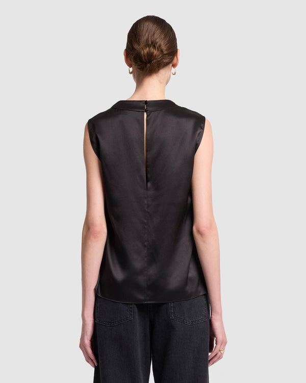 7 For All Mankind Silk High Neck Draped Blouse Tops