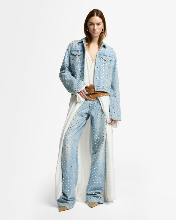 7 For All Mankind Studded Trucker Jacket Denim Jackets