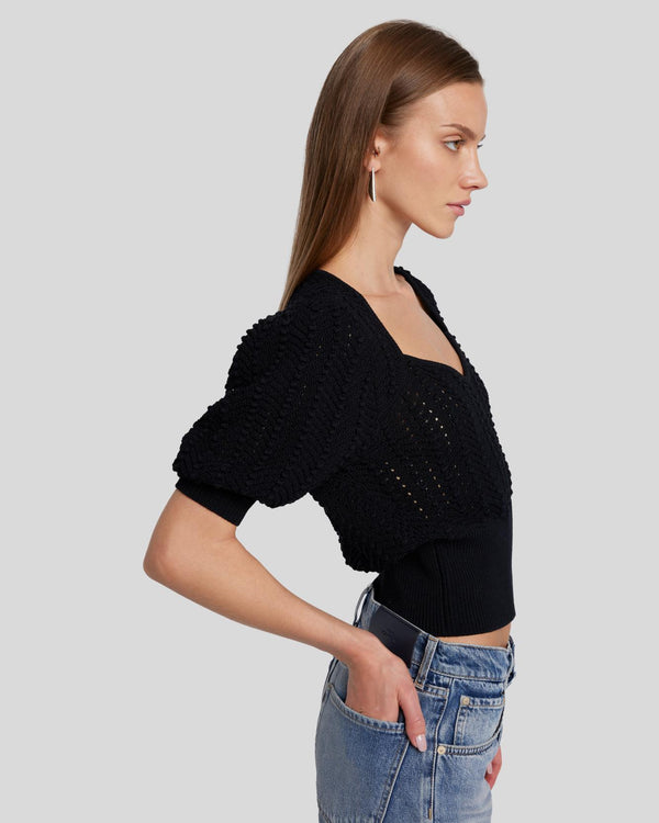 7 For All Mankind Sweetheart Pointelle Knit Sweater Sweaters