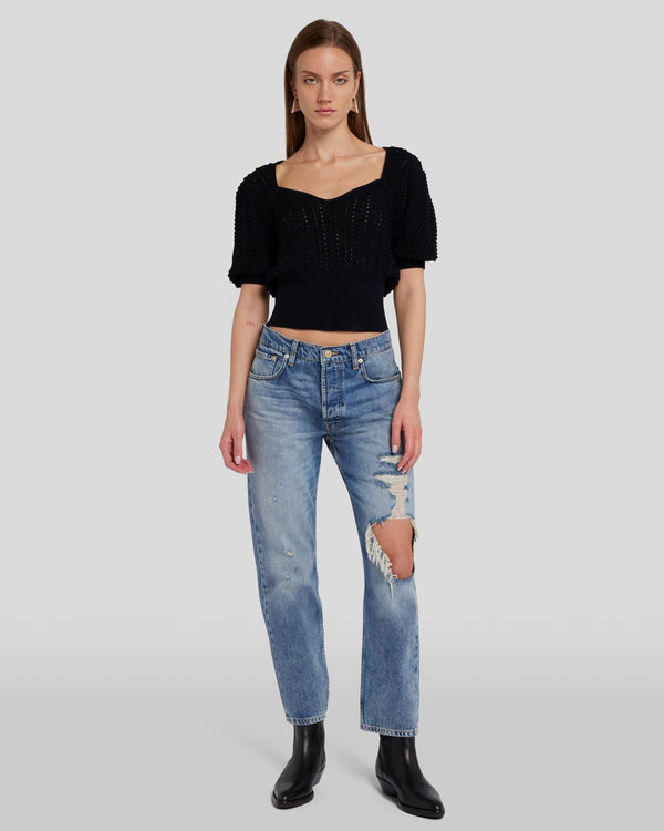 7 For All Mankind Sweetheart Pointelle Knit Sweater Sweaters