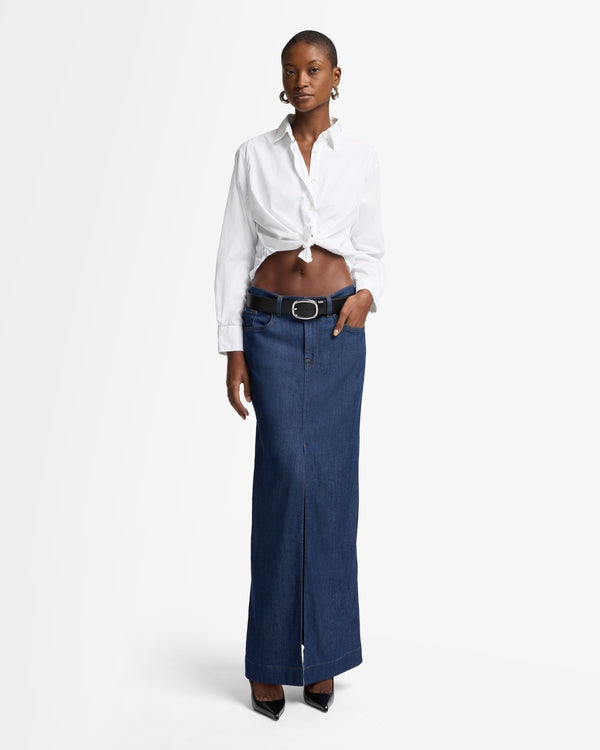 7 For All Mankind Weightless Denim Front Slit Maxi Skirt Skirts