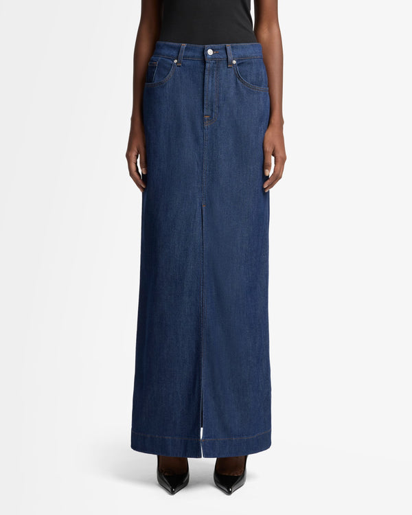 7 For All Mankind Weightless Denim Front Slit Maxi Skirt Skirts