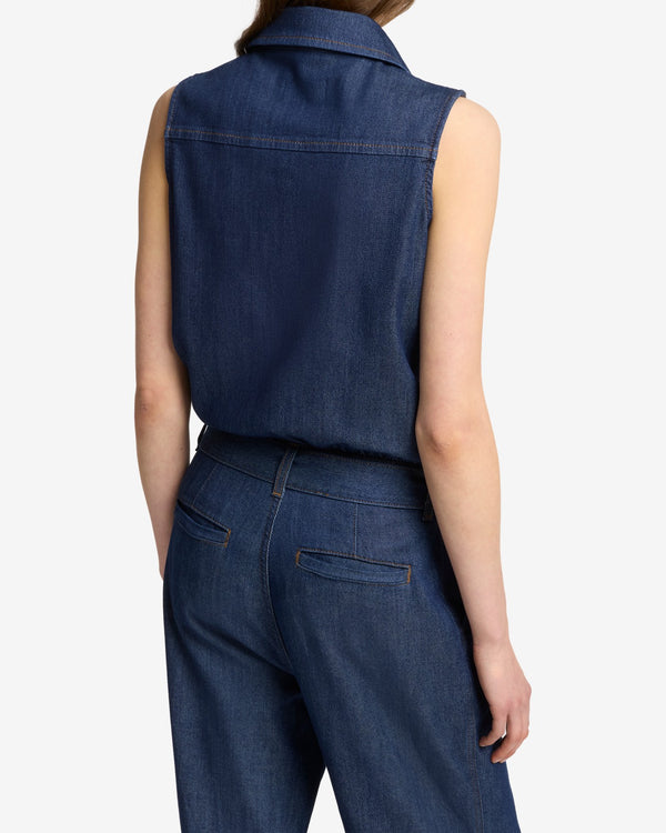 7 For All Mankind Weightless Denim Pleated Jumpsuit Jumpsuits