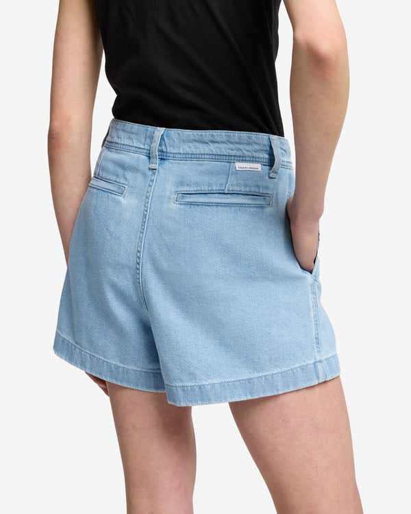 7 For All Mankind Weightless Denim Pleated Short Shorts