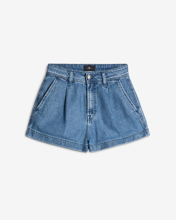 7 for all mankind Weightless Denim Pleated Short Shorts